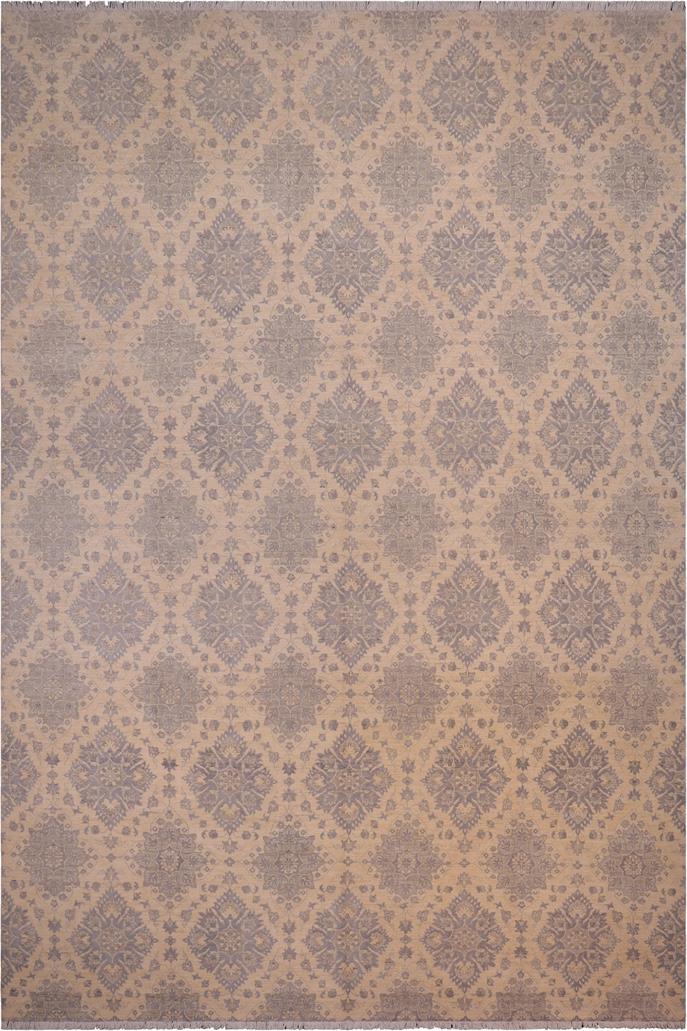 handmade Transitional Kafkaz Lt. Blue Ivory Hand Knotted RECTANGLE WOOL&SILK area rug 10 x 14