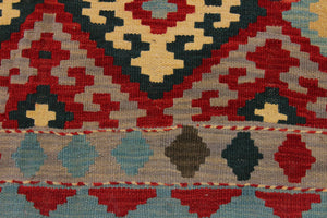 handmade Geometric Kilim Red Beige Hand-Woven RECTANGLE 100% WOOL area rug 4 x 6