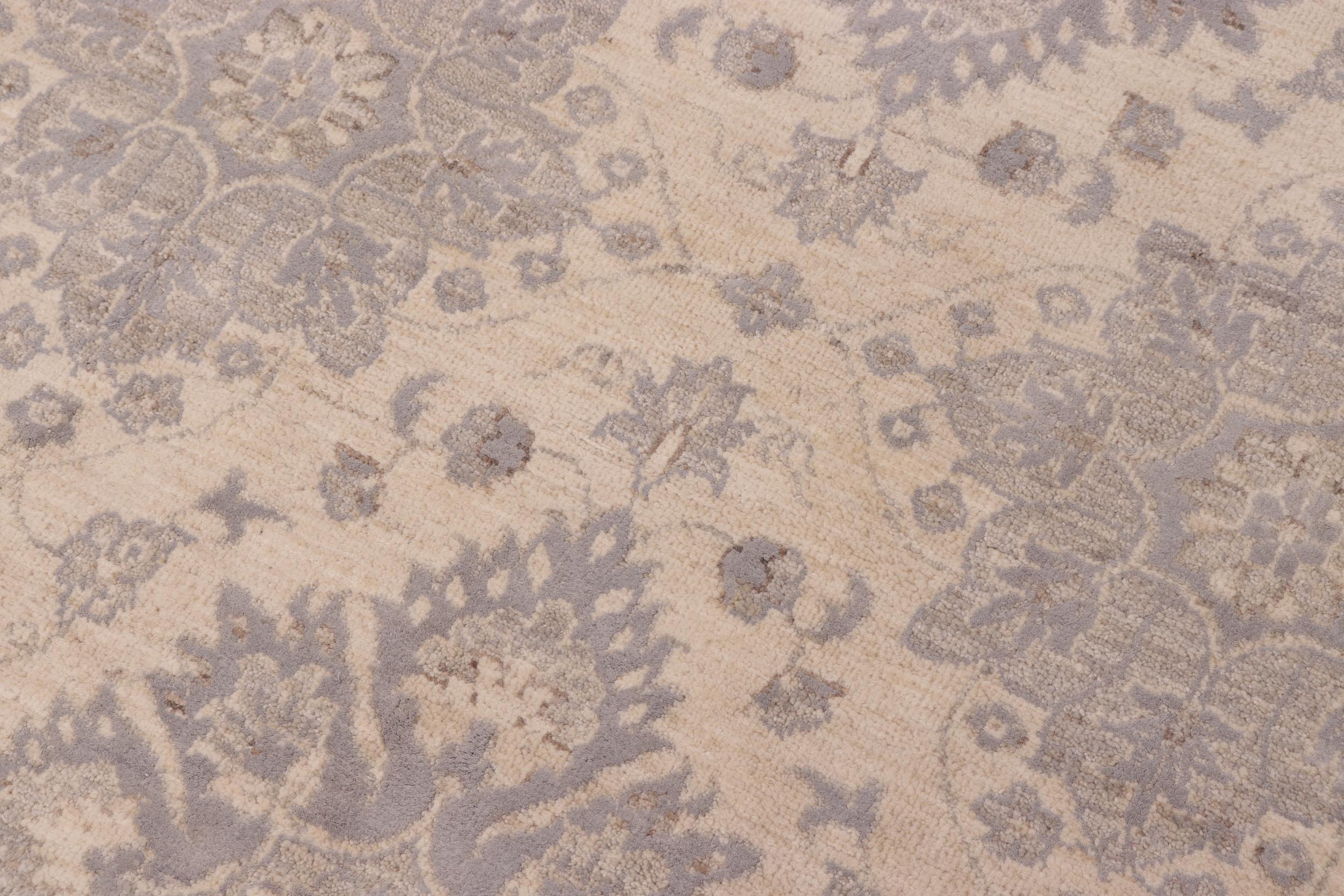 handmade Modern Kafkaz Lt. Blue Ivory Hand Knotted RECTANGLE WOOL&SILK area rug 10' x 14'