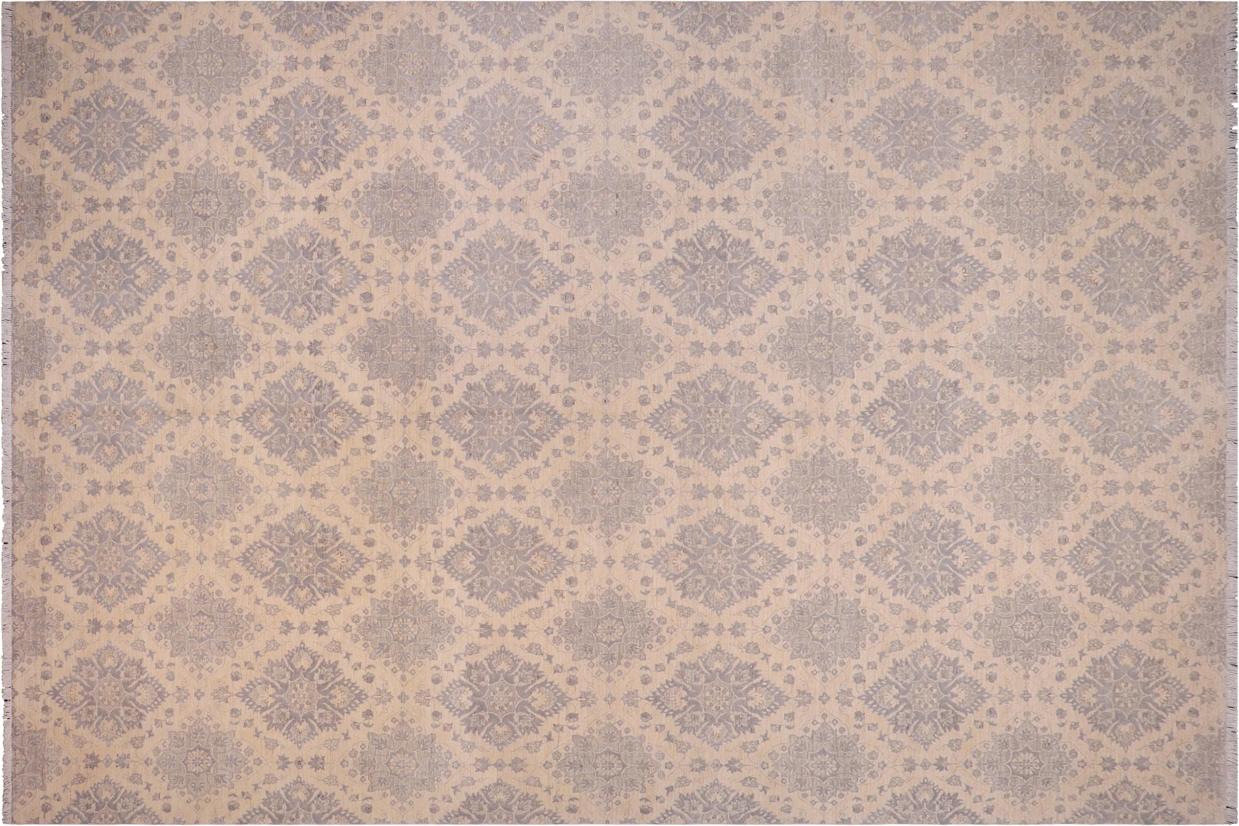 handmade Modern Kafkaz Lt. Blue Ivory Hand Knotted RECTANGLE WOOL&SILK area rug 10' x 14'