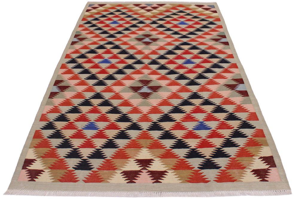 handmade Geometric Kilim Gray Black Hand-Woven RECTANGLE 100% WOOL area rug 5 x 7