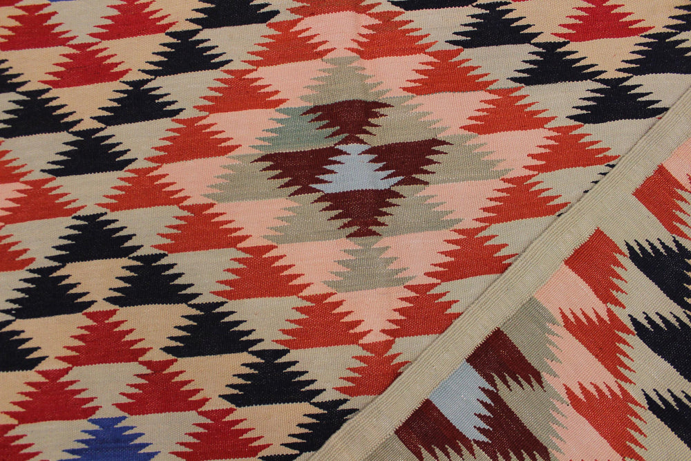 handmade Geometric Kilim Gray Black Hand-Woven RECTANGLE 100% WOOL area rug 5 x 7