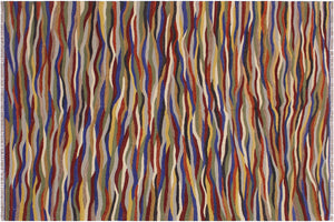 handmade Modern Kilim Red Blue Hand-Woven RECTANGLE 100% WOOL area rug 5x7