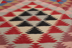 handmade Modern Kilim Gray Pink Hand-Woven RECTANGLE 100% WOOL area rug 5 x 6