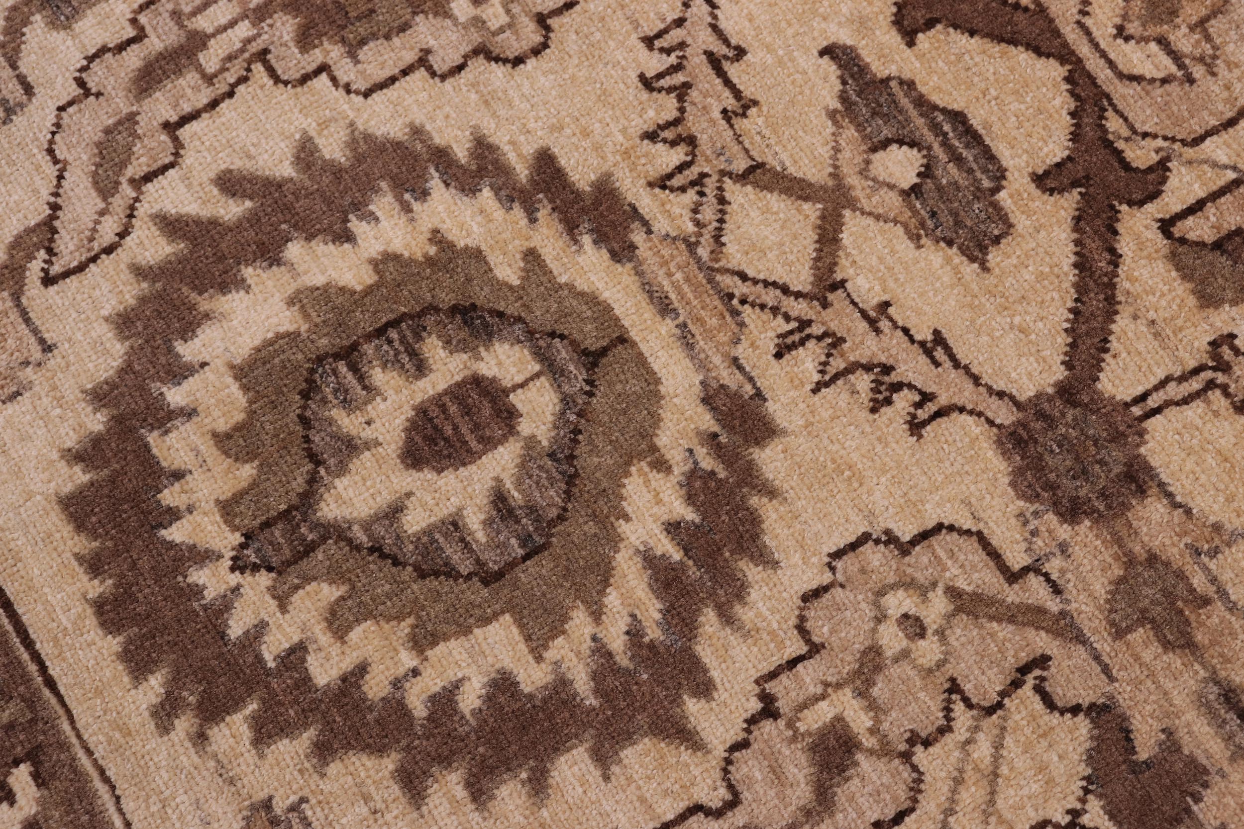 handmade Transitional Kafkaz Tan Lt. Tan Hand Knotted RECTANGLE 100% WOOL area rug 10' x 13'