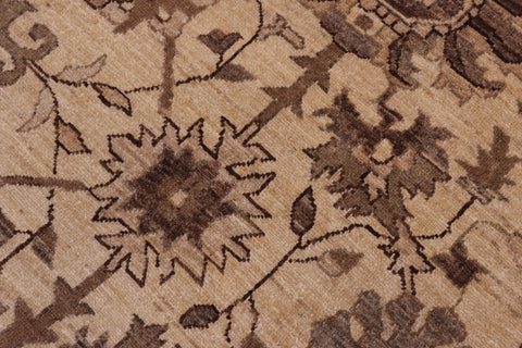 handmade Transitional Kafkaz Tan Lt. Tan Hand Knotted RECTANGLE 100% WOOL area rug 10' x 13'