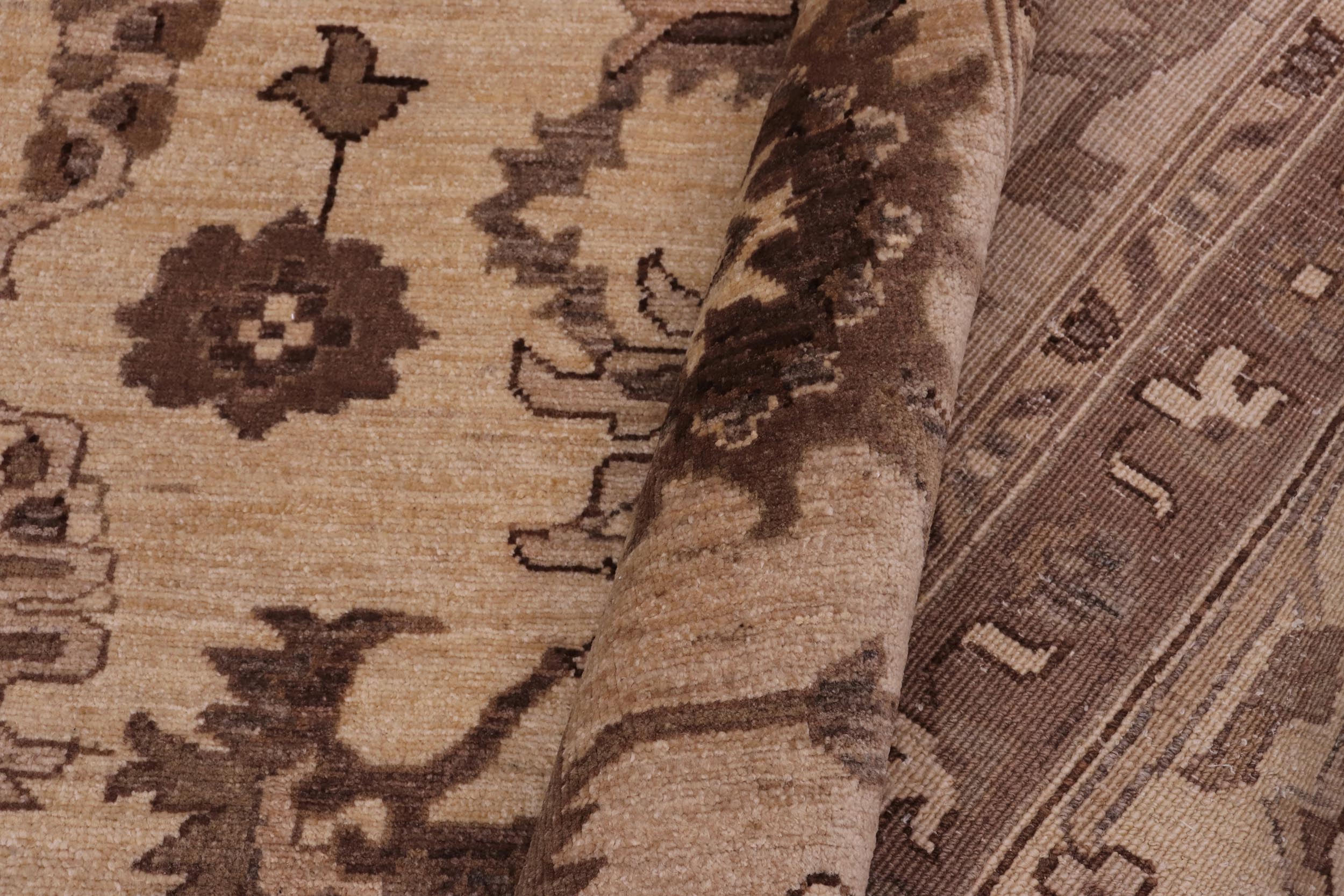 handmade Transitional Kafkaz Tan Lt. Tan Hand Knotted RECTANGLE 100% WOOL area rug 10' x 13'