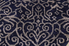 handmade Modern Round Kafkaz Blue Lt. Gray Hand Knotted ROUND WOOL&SILK area rug 6' x 6'