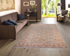 handmade Transitional Kafkaz Blue Beige Hand Knotted RECTANGLE 100% WOOL area rug 8 x 10