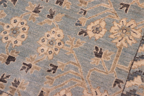 handmade Transitional Kafkaz Blue Beige Hand Knotted RECTANGLE 100% WOOL area rug 8' x 10'