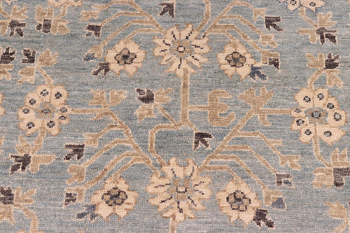 handmade Transitional Kafkaz Blue Beige Hand Knotted RECTANGLE 100% WOOL area rug 8' x 10'
