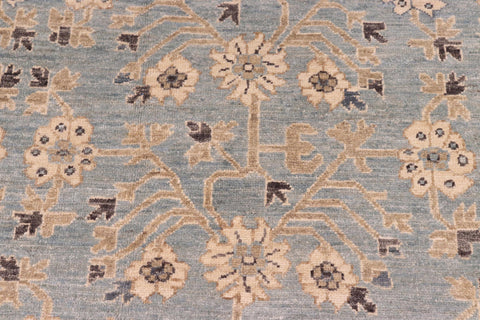 handmade Transitional Kafkaz Blue Beige Hand Knotted RECTANGLE 100% WOOL area rug 8' x 10'