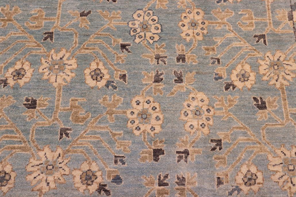 handmade Transitional Kafkaz Blue Beige Hand Knotted RECTANGLE 100% WOOL area rug 8 x 10