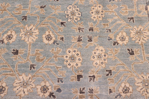 handmade Transitional Kafkaz Blue Beige Hand Knotted RECTANGLE 100% WOOL area rug 8' x 10'