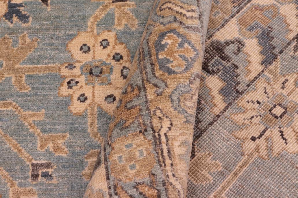 handmade Transitional Kafkaz Blue Beige Hand Knotted RECTANGLE 100% WOOL area rug 8 x 10