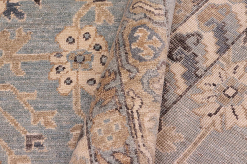 handmade Transitional Kafkaz Blue Beige Hand Knotted RECTANGLE 100% WOOL area rug 8' x 10'