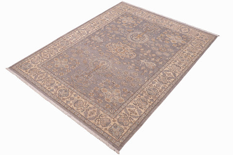 handmade Traditional Kafkaz Gray Beige Hand Knotted RECTANGLE 100% WOOL area rug 6x9