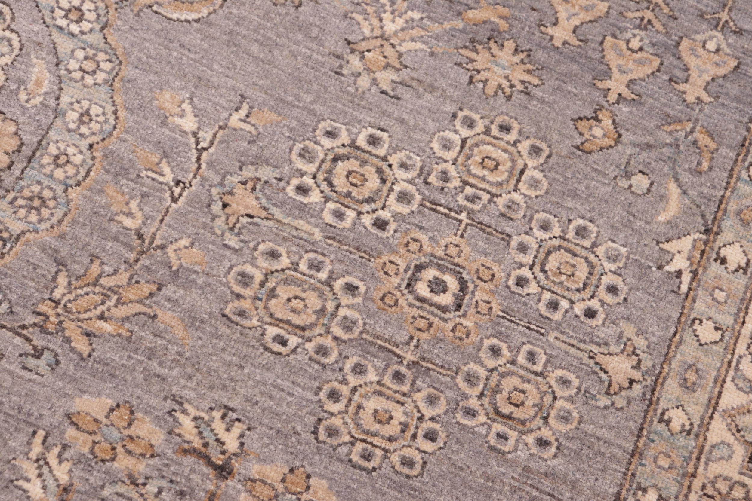 handmade Traditional Kafkaz Gray Beige Hand Knotted RECTANGLE 100% WOOL area rug 6x9