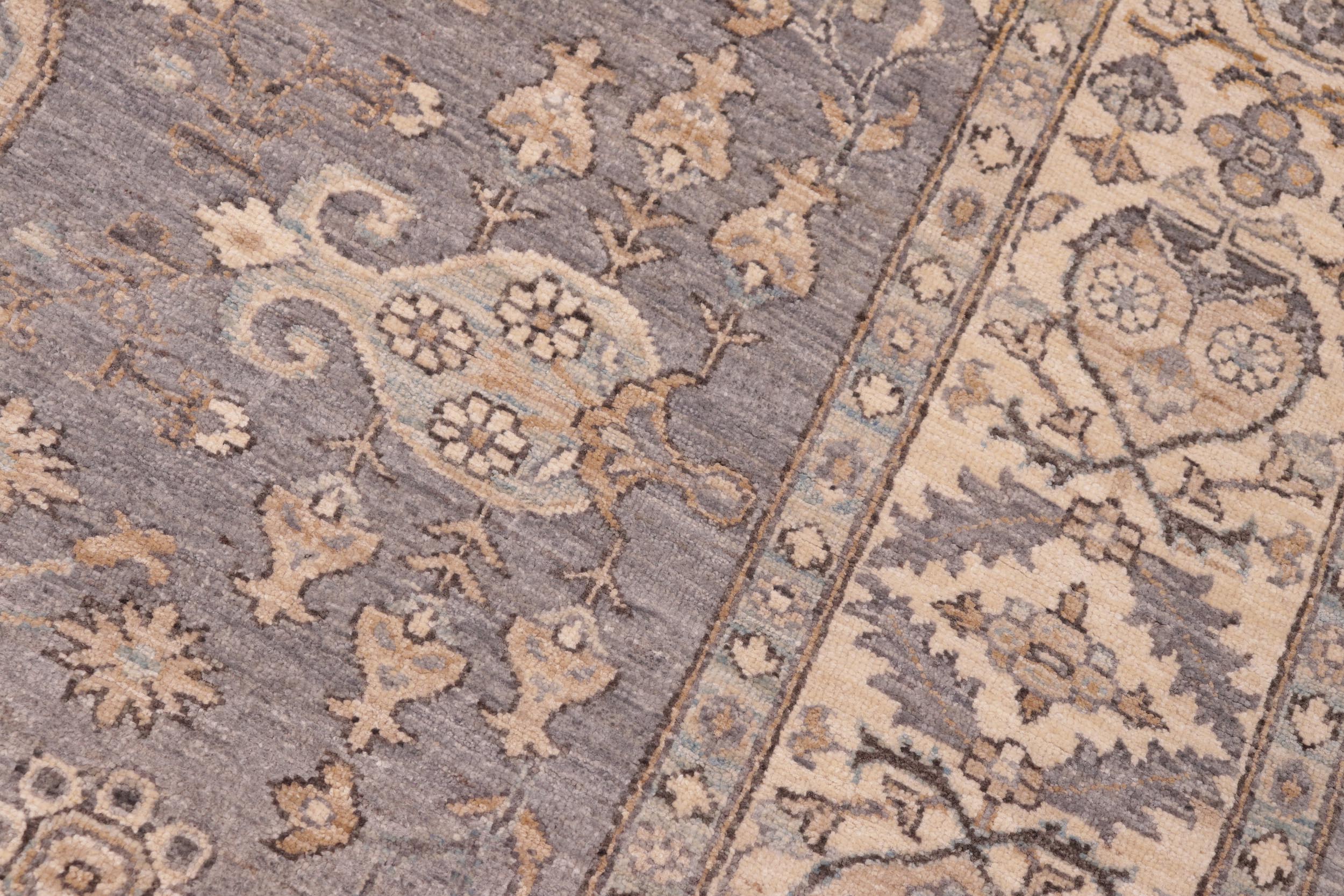 handmade Traditional Kafkaz Gray Beige Hand Knotted RECTANGLE 100% WOOL area rug 6x9