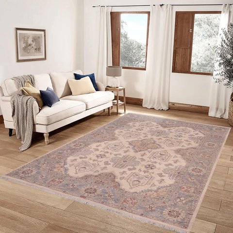 handmade Traditional Kafkaz Ivory Gray Hand Knotted RECTANGLE 100% WOOL area rug 6x7