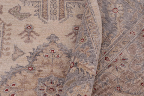 handmade Traditional Kafkaz Ivory Gray Hand Knotted RECTANGLE 100% WOOL area rug 6x7