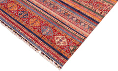 handmade Geometric Kurjean Blue Red Hand Knotted RECTANGLE 100% WOOL area rug 6x8