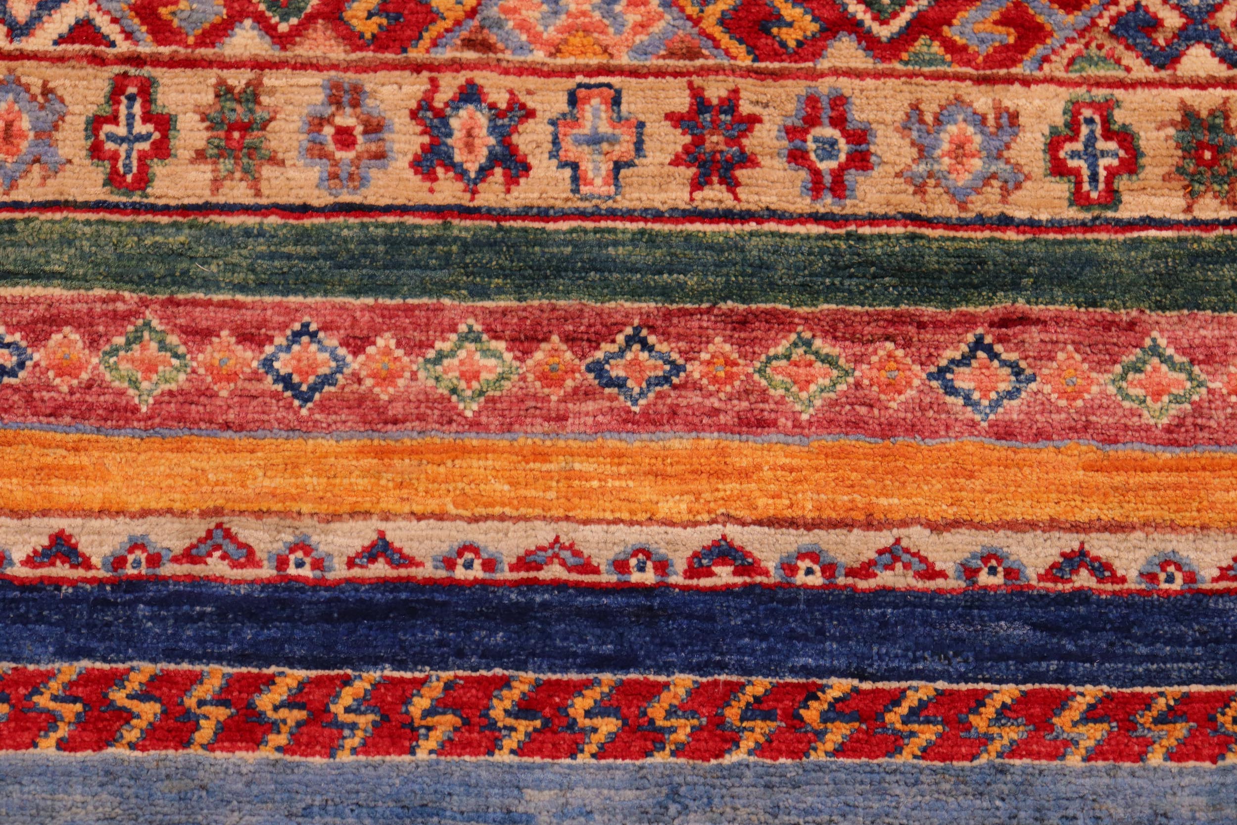 handmade Geometric Kurjean Blue Red Hand Knotted RECTANGLE 100% WOOL area rug 6x8