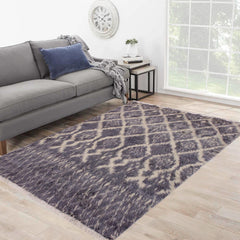 handmade Geometric Moroccan Gray Ivory Hand Knotted RECTANGLE 100% WOOL area rug 5' x 7'