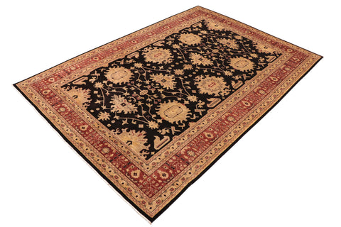 handmade Transitional Kafkaz Black Red Hand Knotted RECTANGLE 100% WOOL area rug 10' x 14'