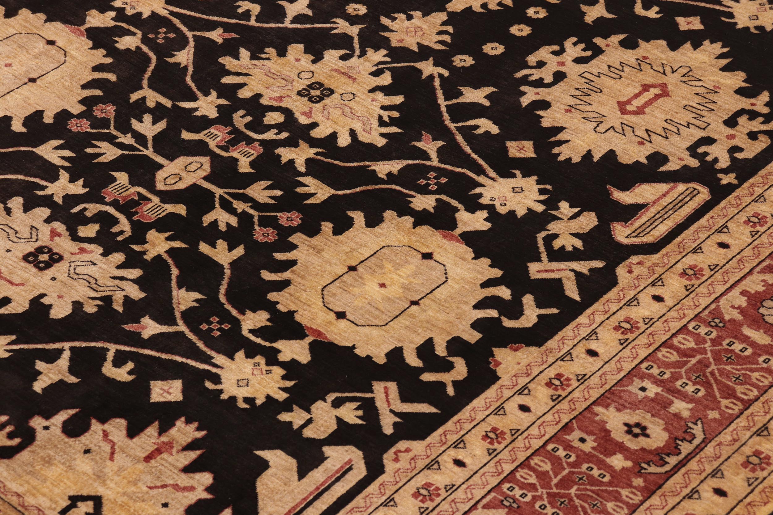 handmade Transitional Kafkaz Black Red Hand Knotted RECTANGLE 100% WOOL area rug 10' x 14'