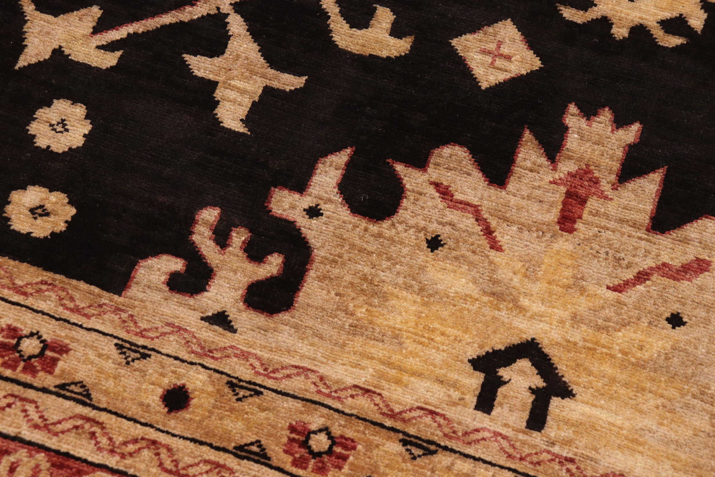 handmade Transitional Kafkaz Black Red Hand Knotted RECTANGLE 100% WOOL area rug 10' x 14'