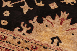 handmade Transitional Kafkaz Black Red Hand Knotted RECTANGLE 100% WOOL area rug 10' x 14'
