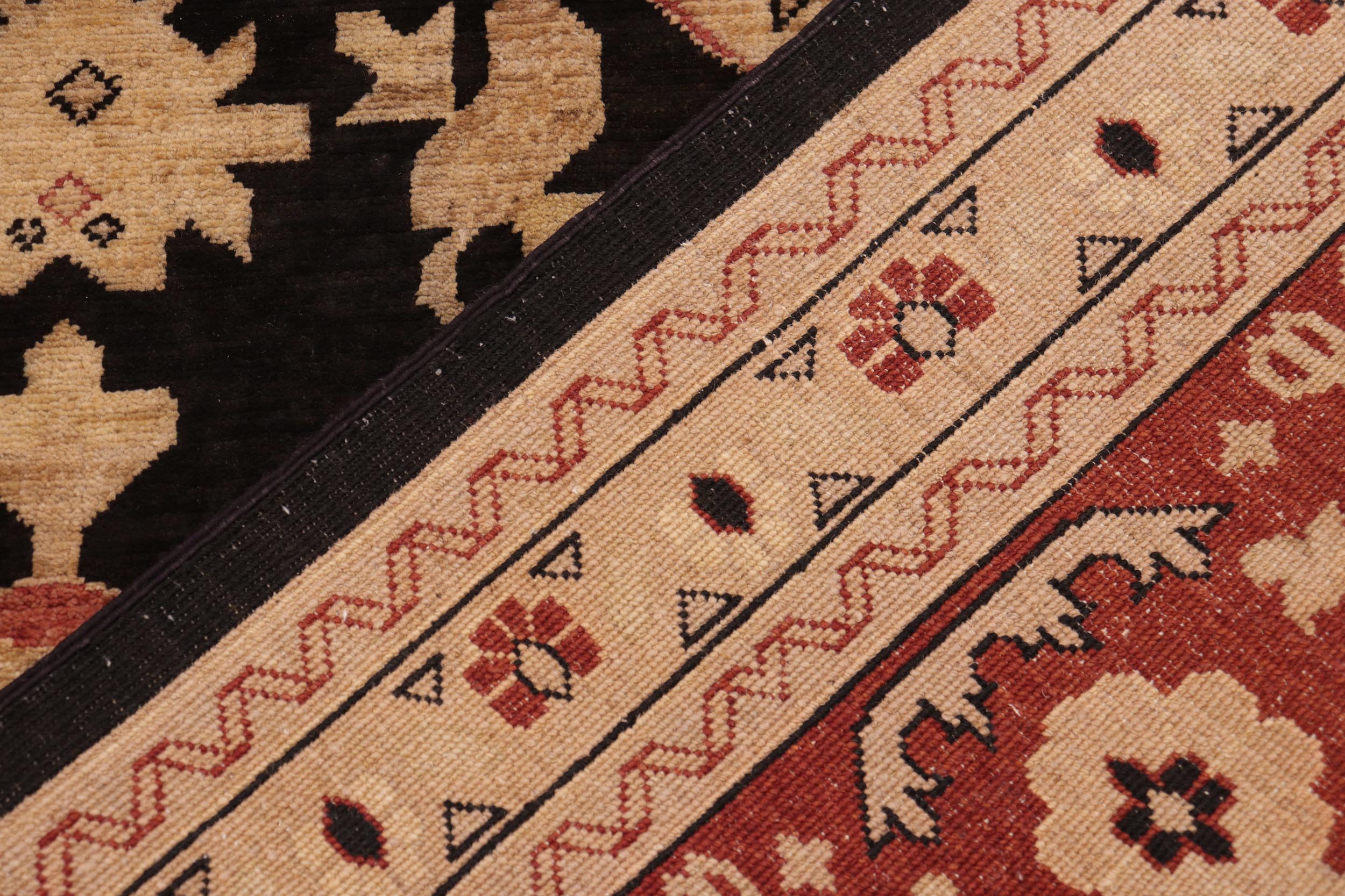 handmade Transitional Kafkaz Black Red Hand Knotted RECTANGLE 100% WOOL area rug 10' x 14'