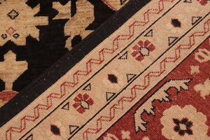 handmade Transitional Kafkaz Black Red Hand Knotted RECTANGLE 100% WOOL area rug 10' x 14'