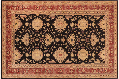 handmade Transitional Kafkaz Black Red Hand Knotted RECTANGLE 100% WOOL area rug 10' x 14'