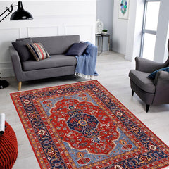 handmade Traditional Kafkaz Red Blue Hand Knotted RECTANGLE 100% WOOL area rug 9 x 11