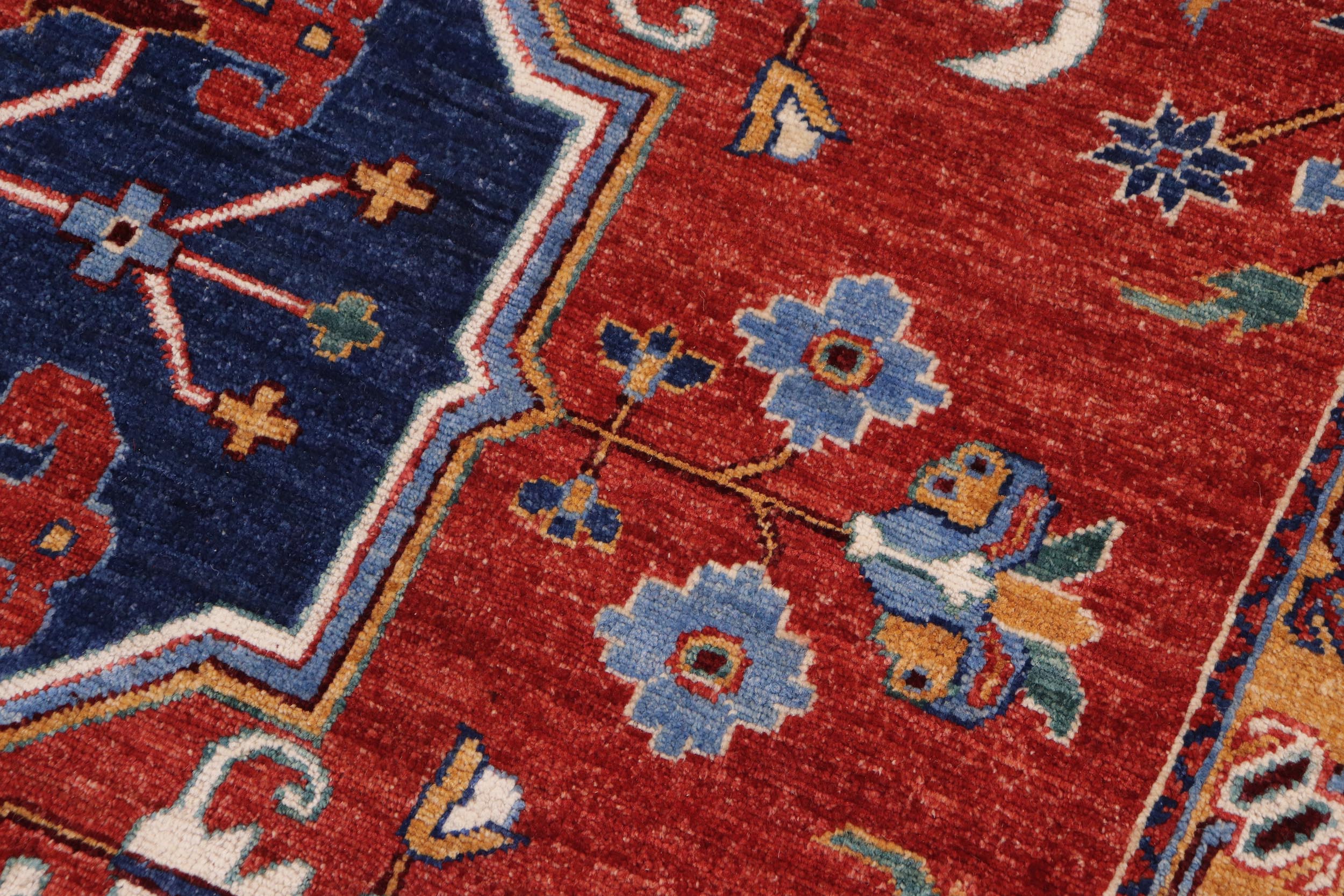 handmade Traditional Kafkaz Red Blue Hand Knotted RECTANGLE 100% WOOL area rug 9' x 11'