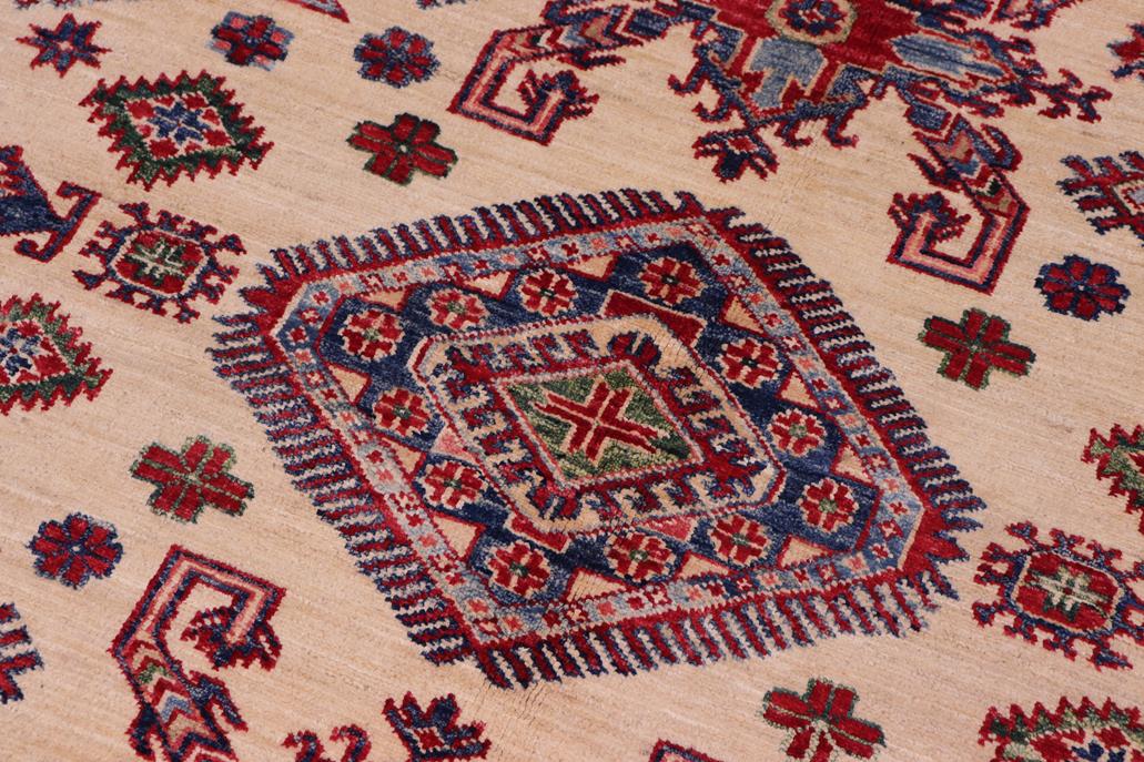 handmade Geometric Super Kazak Beige Red Hand Knotted RECTANGLE 100% WOOL area rug 8 x 10