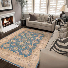 handmade Traditional Kafkaz Lt. Blue Beige Hand Knotted RECTANGLE 100% WOOL area rug 9 x 12