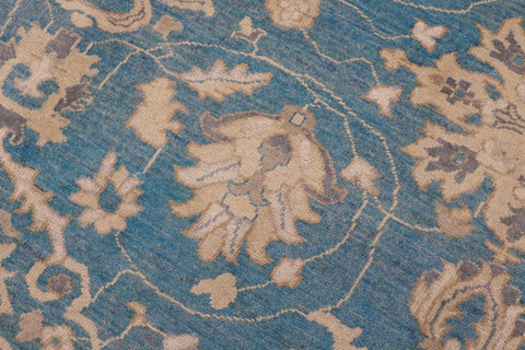 handmade Transitional Kafkaz Lt. Blue Beige Hand Knotted RECTANGLE 100% WOOL area rug 9' x 12'