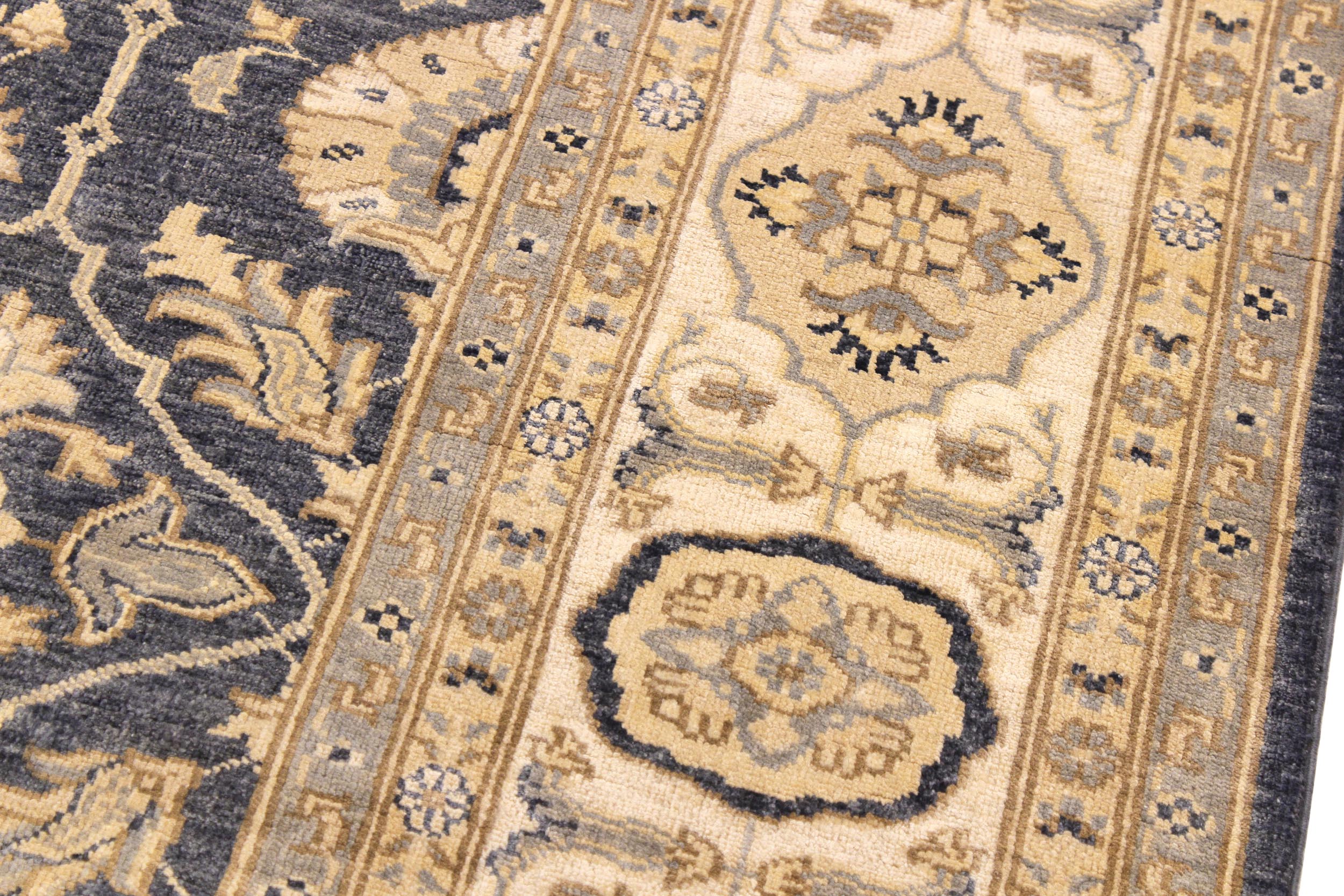 handmade Transitional Kafkaz Bluish Gray Ivory Hand Knotted RECTANGLE 100% WOOL area rug 8' x 10'
