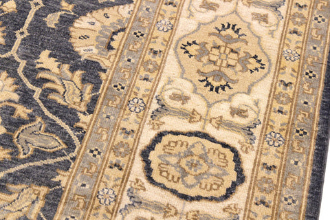 handmade Transitional Kafkaz Bluish Gray Ivory Hand Knotted RECTANGLE 100% WOOL area rug 8' x 10'