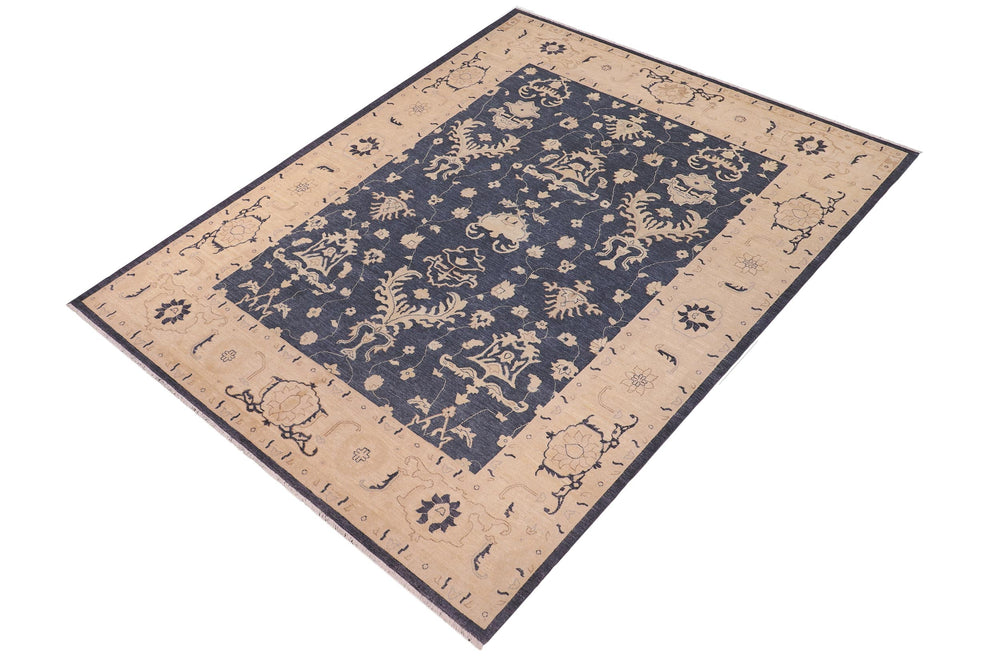 handmade Traditional Kafkaz Bluish Gray Beige Hand Knotted RECTANGLE 100% WOOL area rug 9x12