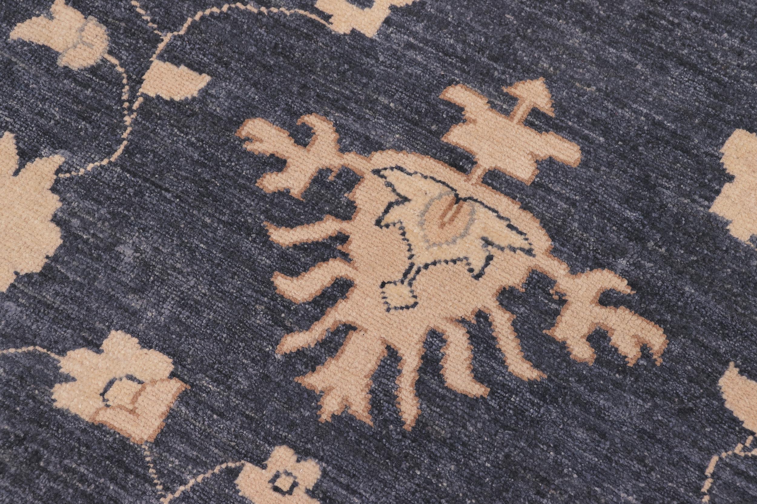 handmade Traditional Kafkaz Bluish Gray Beige Hand Knotted RECTANGLE 100% WOOL area rug 9x12