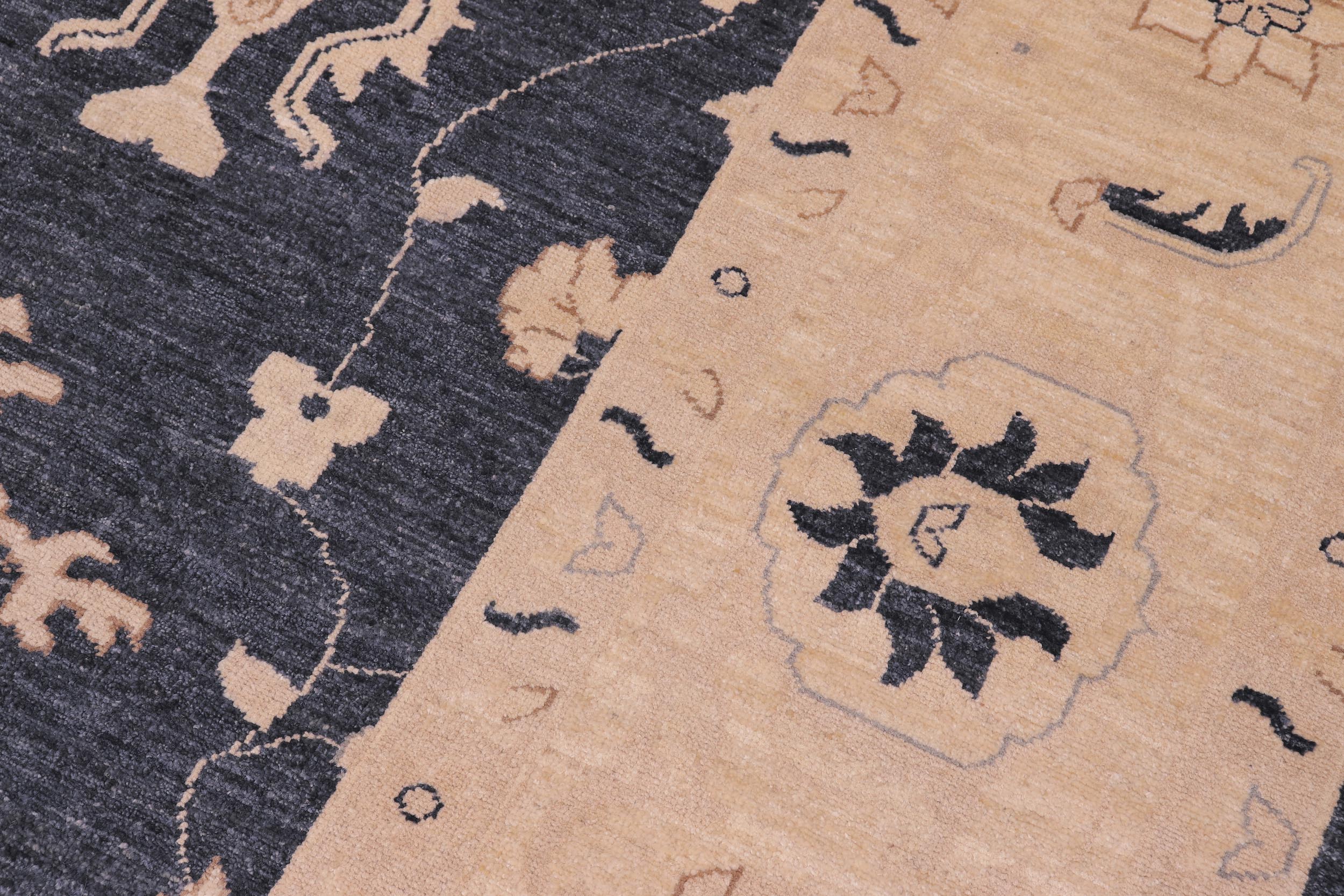handmade Traditional Kafkaz Bluish Gray Beige Hand Knotted RECTANGLE 100% WOOL area rug 9x12