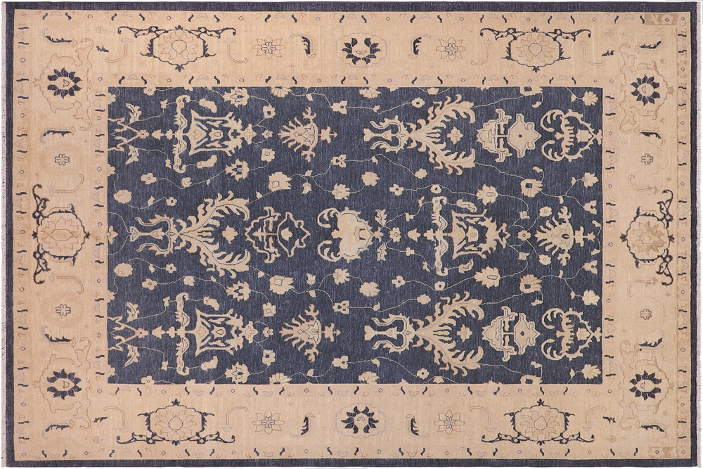 handmade Traditional Kafkaz Bluish Gray Beige Hand Knotted RECTANGLE 100% WOOL area rug 9x12