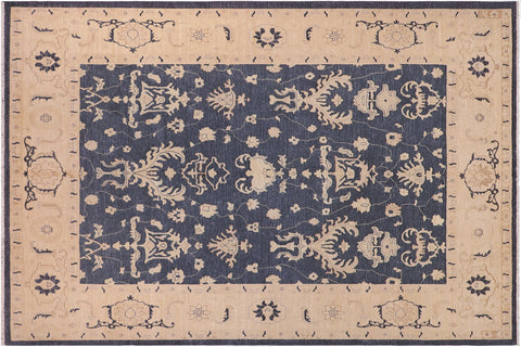 handmade Traditional Kafkaz Bluish Gray Beige Hand Knotted RECTANGLE 100% WOOL area rug 9x12