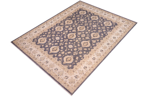 handmade Transitional Kafkaz Drk. Gray Ivory Hand Knotted RECTANGLE 100% WOOL area rug 10' x 14'