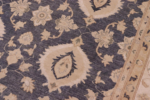 handmade Transitional Kafkaz Drk. Gray Ivory Hand Knotted RECTANGLE 100% WOOL area rug 10' x 14'