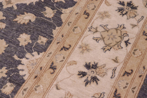 handmade Transitional Kafkaz Drk. Gray Ivory Hand Knotted RECTANGLE 100% WOOL area rug 10' x 14'